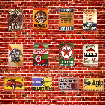 

Shabby chic Tin Signs My Garage My Rule AGIP Art Poster Wall Plaques Rustic US Route 66 Plate Home Wall Decor