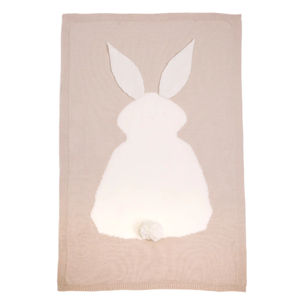 Детское одеяло для новорожденных; детское одеяло для пеленания; вязаное одеяло для детей с рисунком кролика; клетчатое детское постельное белье для малышей - Цвет: Beige