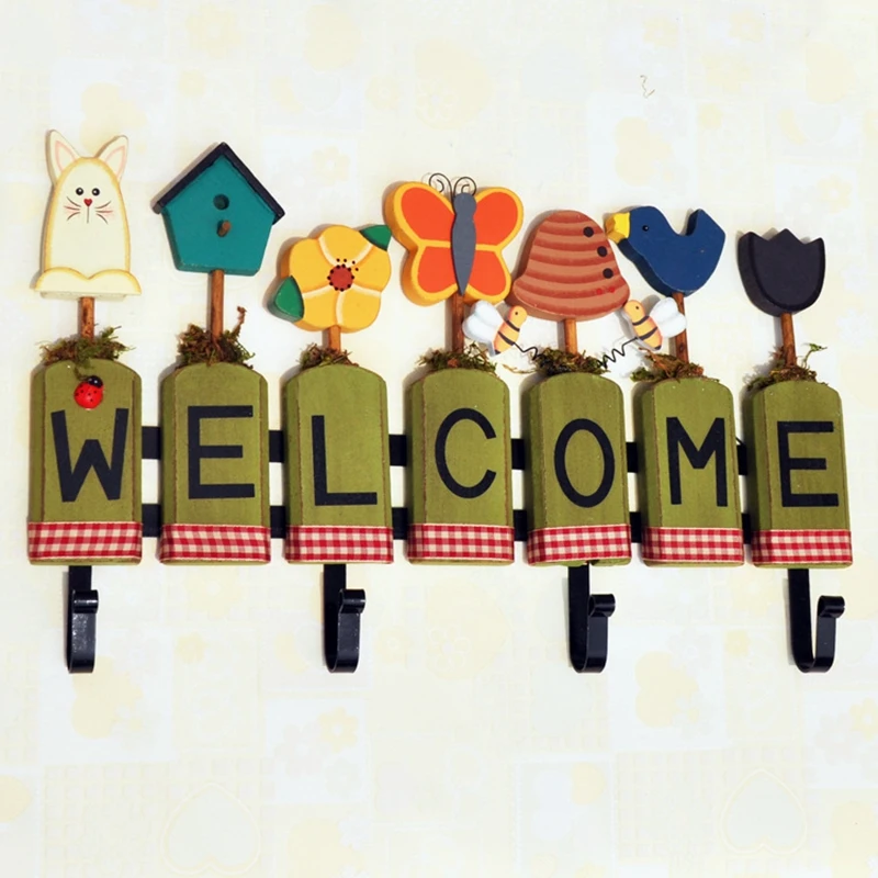 Creative Home Decor Flower Hooks For hanging Welcome Wall Decoration Painted gancho de parede Pastoral Style Coat Hanger | Дом и сад