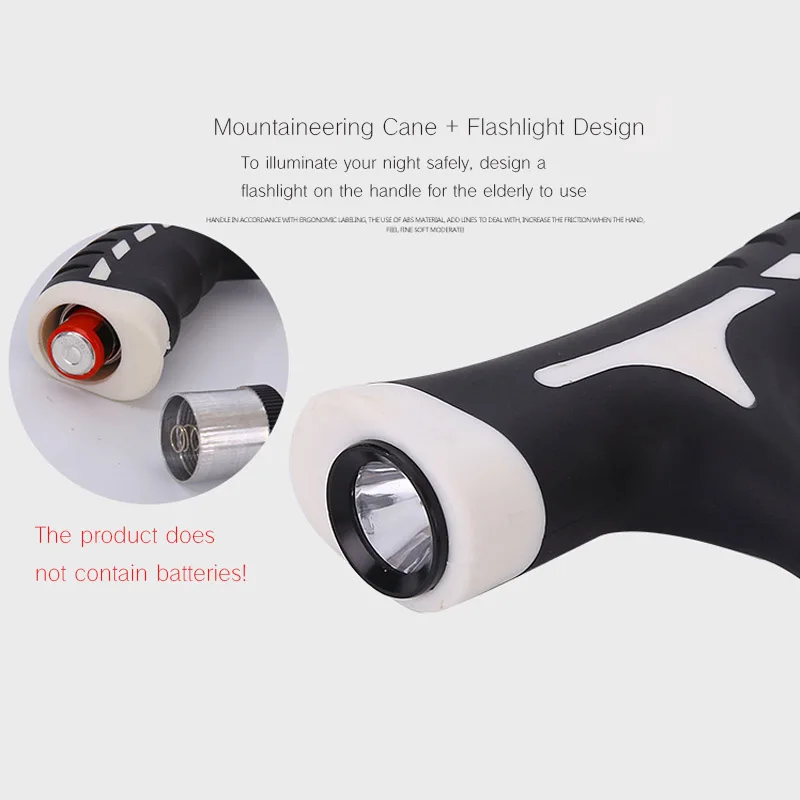 Folding LED Safety Walking Aluminum Alloy Folding Cane With Lamp Old people's Crutches Telescopic Anti-skid Four-legged Crutches