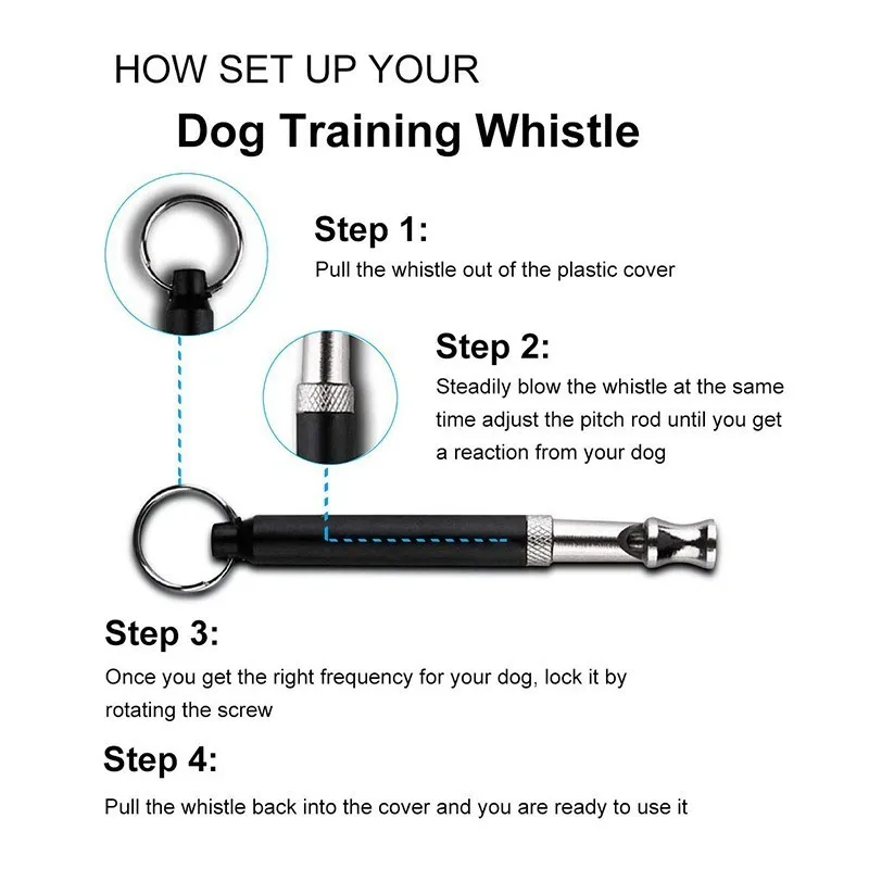 Dog whistle Benepaw Stainless Steel Ultrasonic Dog Whistle Quality Anti Barking Device Repeller Dog Training Adjustable Pitch Lanyard Strap