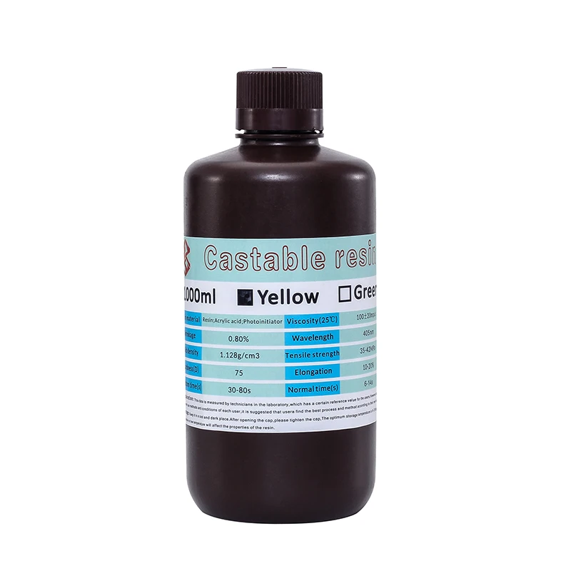 

LCD 3D printing Materials Castable resin Jewelry liquid Casting / Wax resin for LCD/DLP 3d printer 1000 ml we can provide MSDS