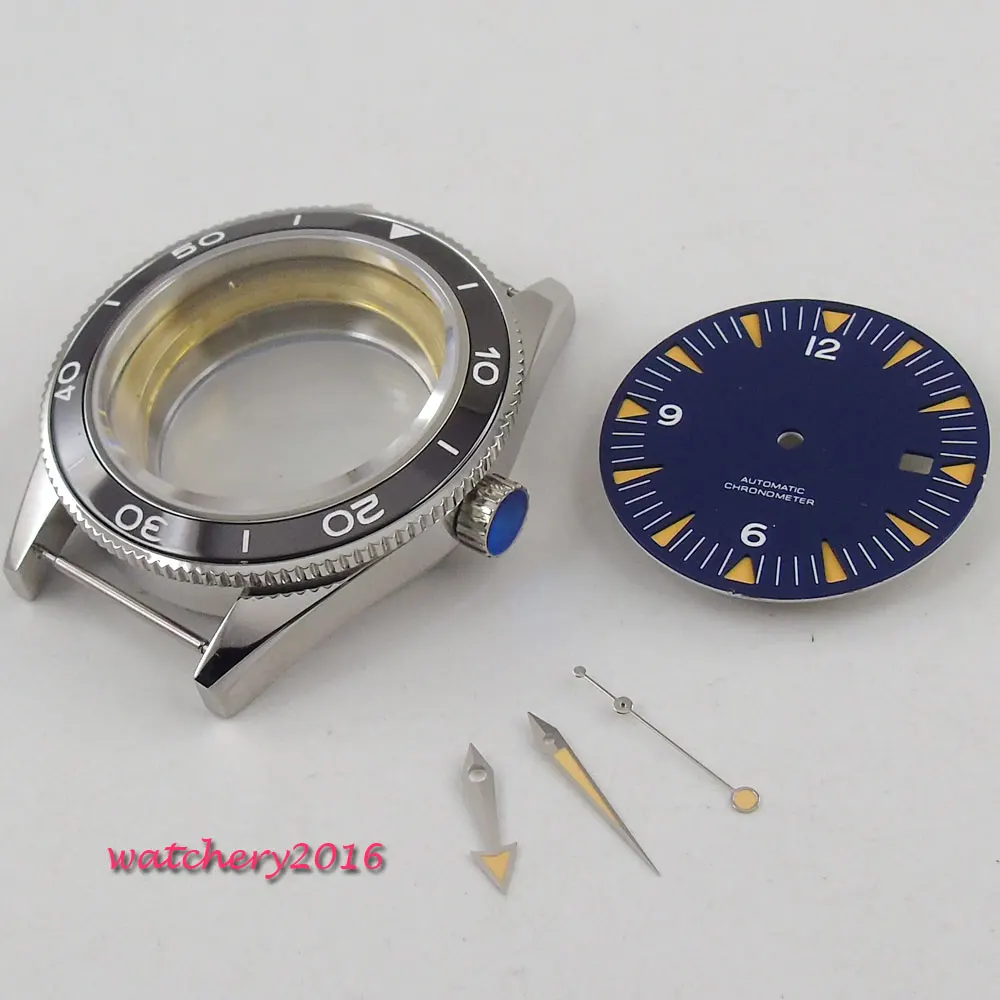 2018 High quality hardened Watch Case 41mm parnis Blue Dial + Hands + Watch Case Sapphire Glass set fit ETA 2824 2836 Movement 2018 High quality hardened Watch Case 41mm parnis Blue Dial + Hands + Watch Case Sapphire Glass set fit ETA 2824 2836 Movement