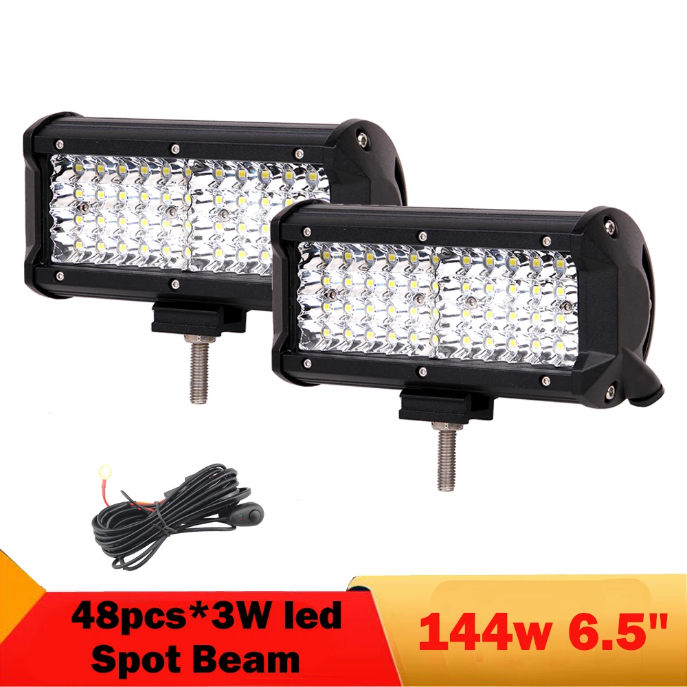 

144W 12V 24V LED Work Lights Driving Fog Light Headlights for Motorcycle Car Tractor Boat Off-Road Truck Suv Atv 4x4 LED Bar