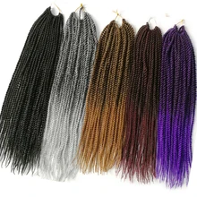 VERVES Омбре вязанные косички 6 пачек, 30 прядей/Упаковка 18 '', маленькие Сенегальские скрученные волосы синтетические плетеные волосы для наращивания коричневый, серый