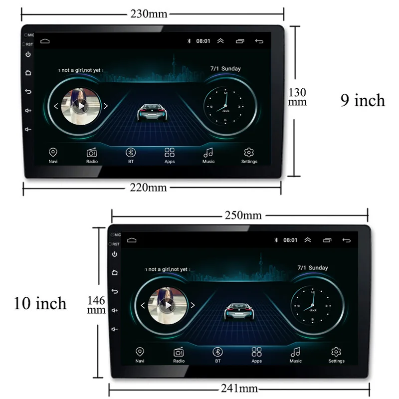 Cheap NaviTopia 9 inch or 10.1 inch Android 8.1 Slim Universal GPS Navigation Head Unit Car Video Audio Player for Any Car Models 4