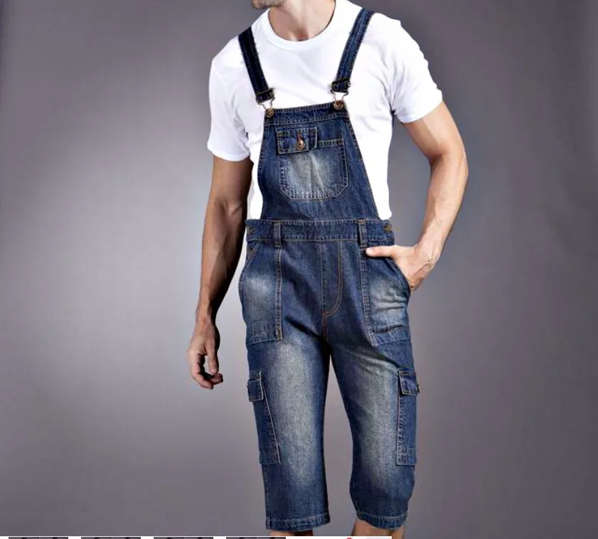 M-6XL плюс размер! Мужская одежда летние джинсовые комбинезоны капри до колен повседневные свободные брюки короткие брюки