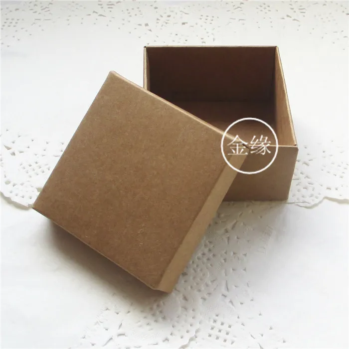 100Pcs/Lot 9*9+4.5cm Kraft Paper Box With Lid For DIY Soap