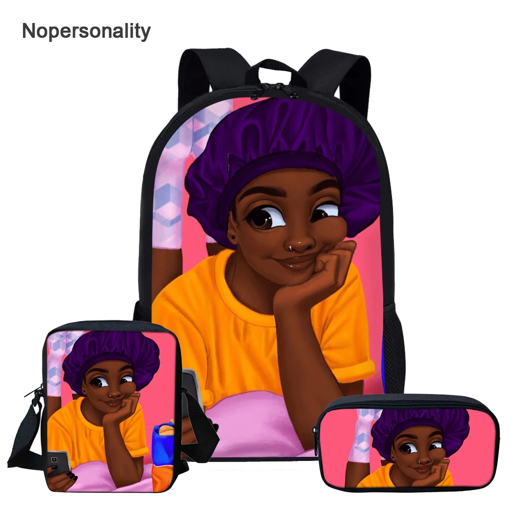 

Nopersonality Art Afro Girl Backpack Black Queen African Bagpack for Kids Unique Primary Elementary Children School Bookbags 16