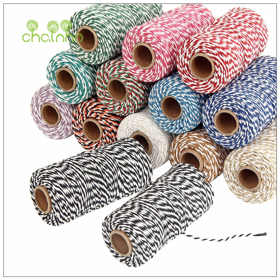 Chainho, 100 метров, многоцветная хлопковая веревка, 30 цветов,/диаметр 2 мм, швейная нить/ручная работа, аксессуары для упаковки