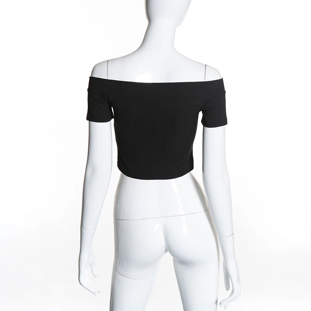 Новинка, летняя черная Базовая приталенная белая короткая женская футболка с v-образным вырезом и коротким рукавом, облегающие Женские Топы Modis, camiseta mujer haut femme