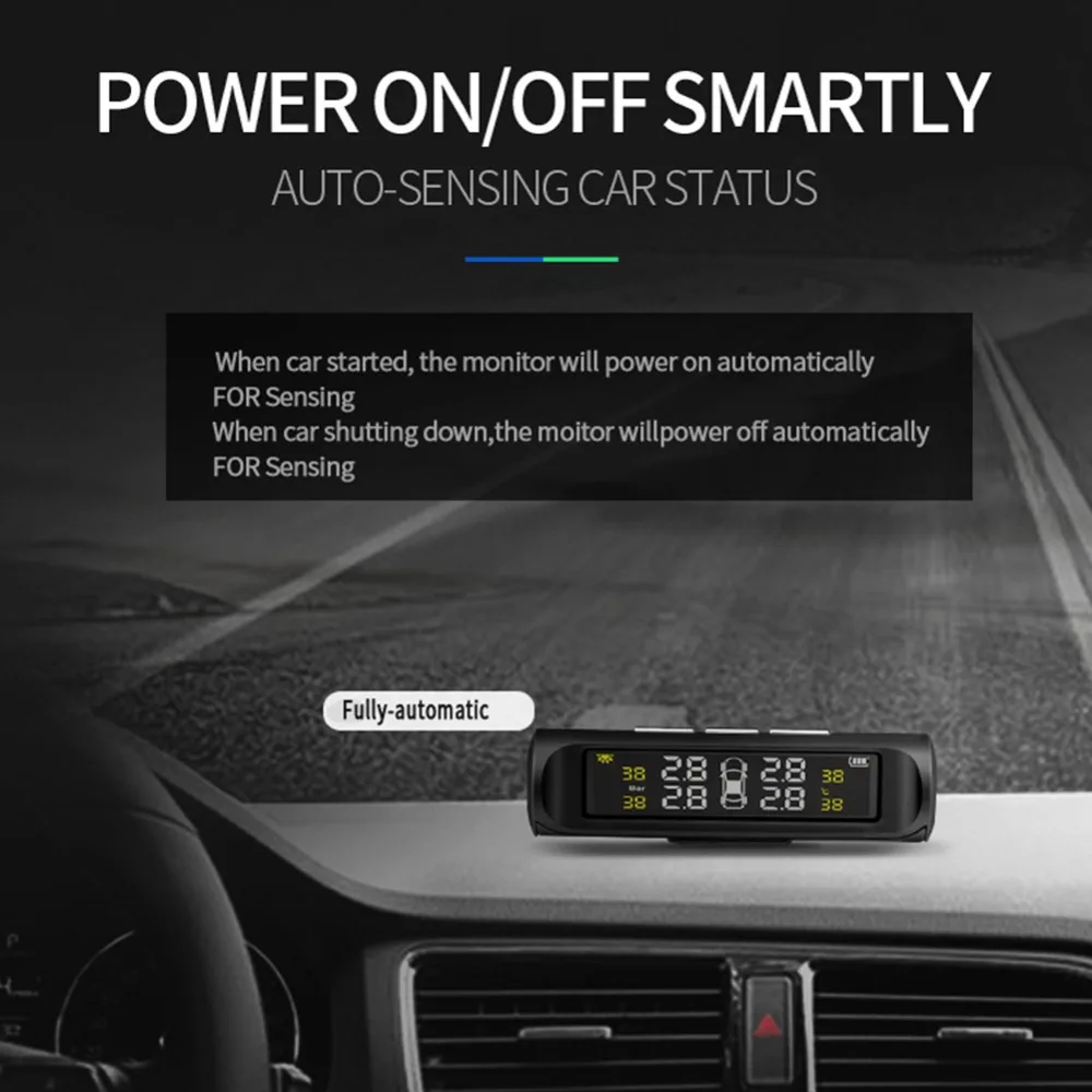 Система контроля давления в шинах TPMS с солнечной батареей ЖК дисплей 4