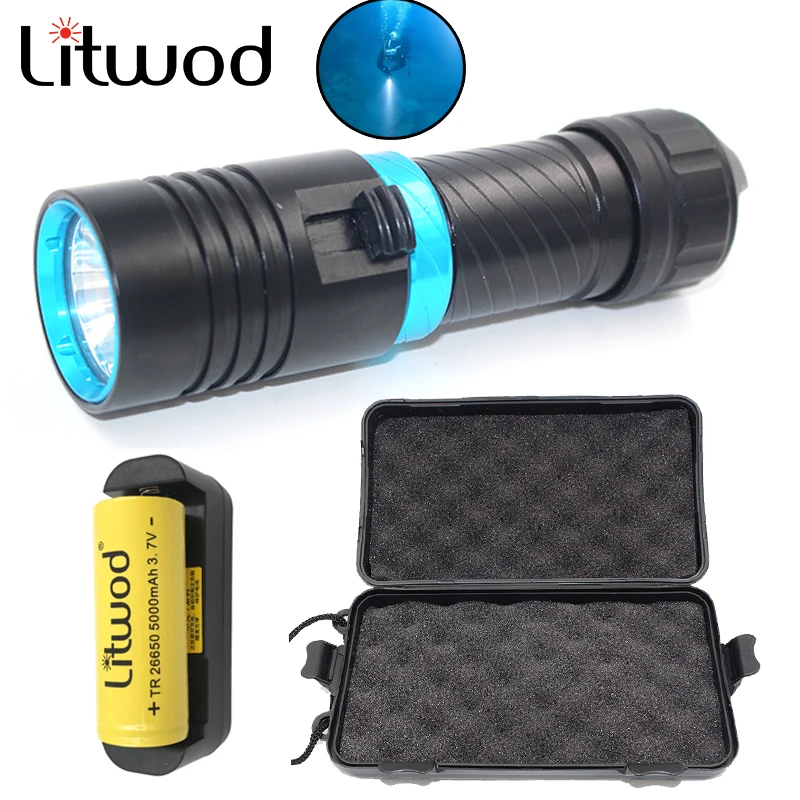 

Litwod Z20D68 5000LM XM-L2 Dive 80 Meter LED Torch Diving Flashlight Lamp Light Stepless dimming Camping Lanterna