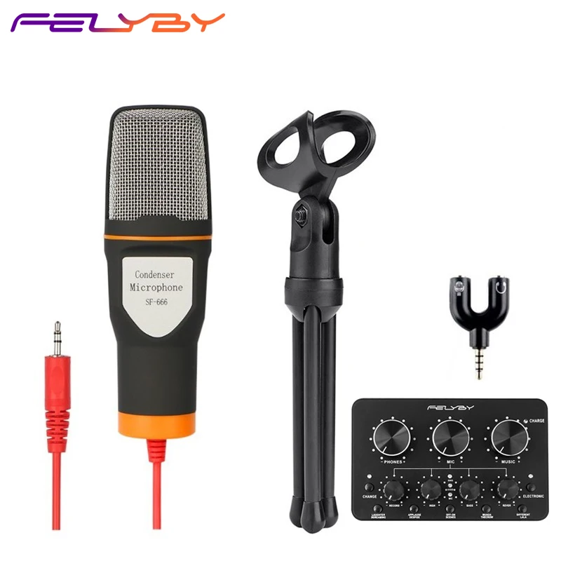 

FELYBY PC Microphone USB Computer Condenser Studio Mic Plug & Play with Tripod Stand for iMAC PC Laptop Desktop Windows Computer