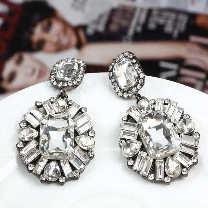 HOT HOT HOT Women's fashion earrings New arrival brand sweet metal with gems DROP crystal earring for women girls (5)
