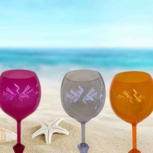 Beatiful Floating Beach Glass Acrylic Shatterproof Wine Beer Cocktail Drink Glasses For Outdoor Pool Stick up in Sand Snow Cup