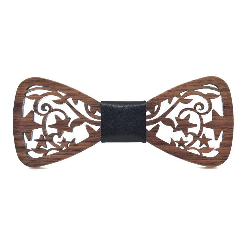 Mens Hollow Wood Bow Tie Suit Wooden Bowtie Business Male Vintage