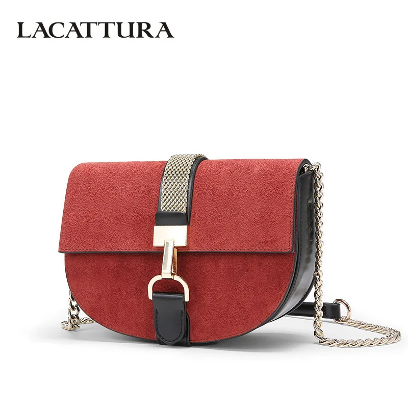 

LACATTURA 2018 New Bag Mild Luxury Design Handbag High Quality Velvet Women Messenger Shoulder Bags Vintage Small Saddle Bags