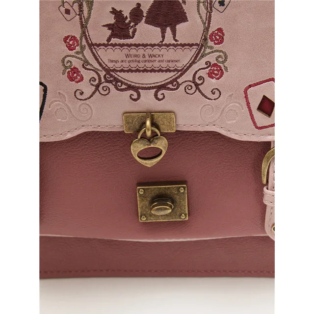 Alice In Wonderland backpack axes femme vintage student schoolbag playing cards Silhouette backpack college style leather bag 6