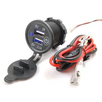 

Universal Waterproof Car Charger Dual USB 2.1A 12V/24V Power Adapter With Touch ON OFF Switch For Auto Motorcycle Boat Bus Cellp