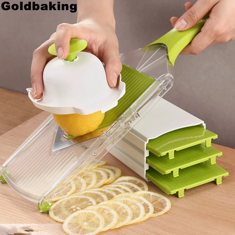 Goldbaking 4 лезвия Регулируемая мандолина слайсер фрукты V слайсер овощной нож для нарезания соломкой инструмент для нарезки лимона
