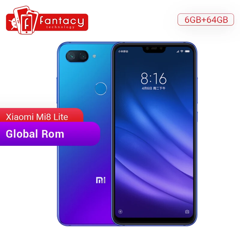 

Global Rom Xiaomi Mi 8 Lite 6GB 64GB Snapdragon 660 AIE Octa Core 6.26" 1080P Smartphone MIUI IR Face ID AI Dual Camera 24MP