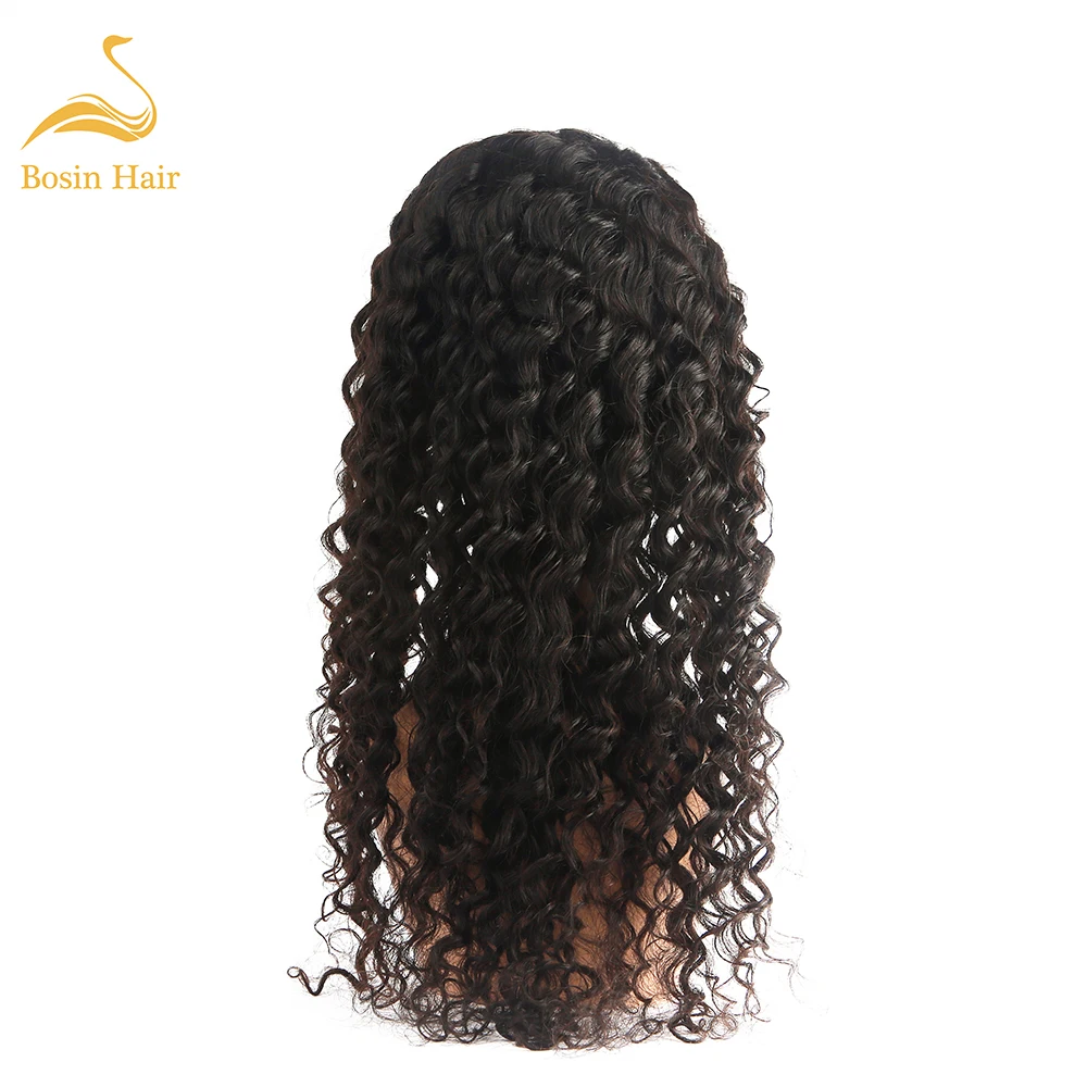 Парики из натуральных черных человеческих волос Bosin Remy, полностью кружевные парики, перуанские парики