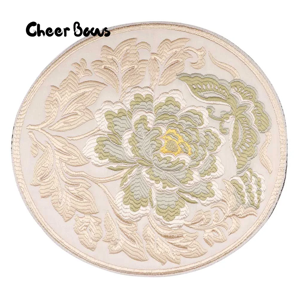 

1pc Round Embroidered Patches Chinese Peony Flower Appliques Sew-on Patch DIY Garment Decorative Handmade Stickers Accessories