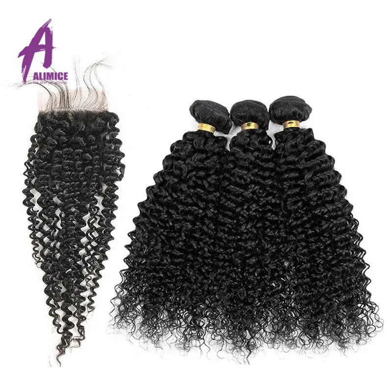 Alimice Kinky Curly Bundles With Closure Remy Human Hair 3 Bundles With Closure Indian Hair Weave Bundles With Closure 8-28inch Alimice Kinky Curly Bundles With Closure Remy Human Hair 3 Bundles With Closure Indian Hair Weave Bundles With Closure 8-28inch