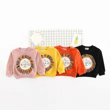 2017 New Spring Autumn Fashion Baby Sweatshirts Children Hoodies Kids Cute Cartoon Lion Tassel Clothing Boys Girls Tops Pullover