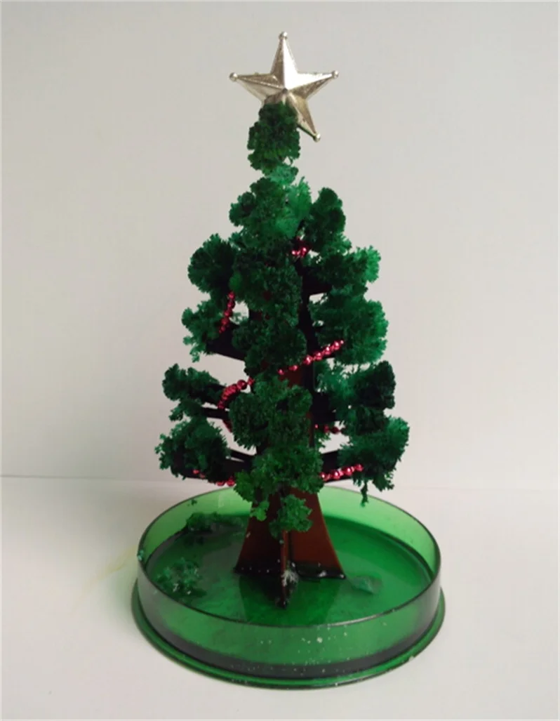 17 см DIY визуальная магия растущая бумага зеленая Хрустальная елка Магический Рост Рождественские елки детские забавные детские игрушки для детей - Цвет: Green