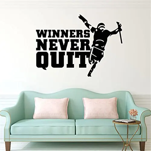 q024 winners never quit quote football player wall stickers graphic