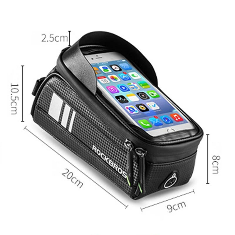 Discount ROCKBROS MTB Bike Waterproof Tube Bag Bicycle Rainproof 6.0 Inches Touch Screen Phone Case Storage Bag Road Bike Accessories 2