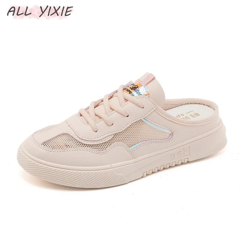

ALL YIXIE2019 Spring and Summer New Fashion Women's Shoes Wild Breathable Casual White Shoes Women Without Heel Half Shoes Women
