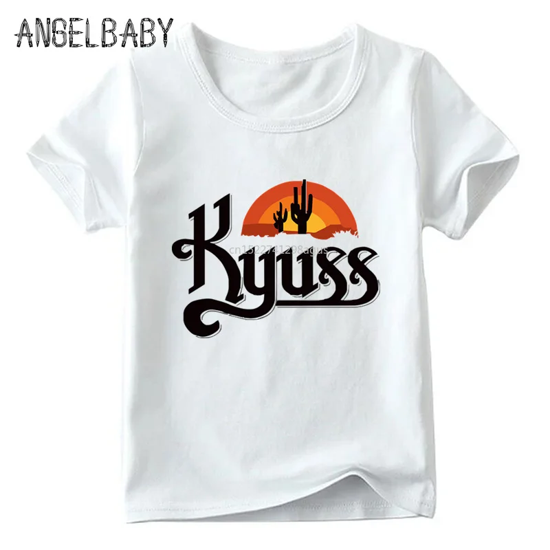 Boys and Girls Kyuss Rock Band Print T shirt Kids Summer Short Sleeve White Tops Children Fashion Casual T-shirt ooo779 |