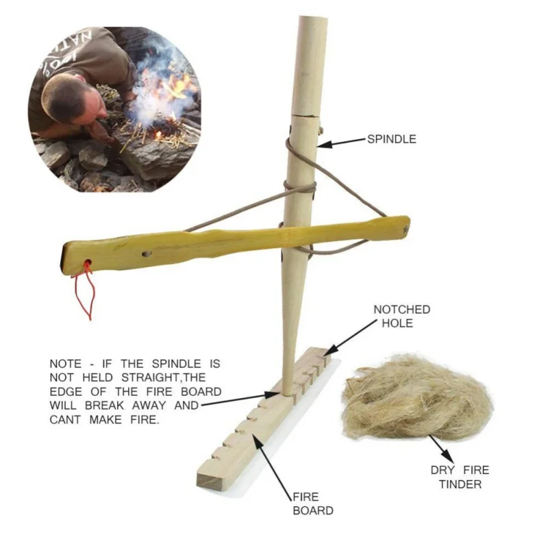 Наборы для активного отдыха, инструменты для кемпинга, лук, набор для сверления, огонь, стартер, примитивный деревянный инструмент для выживания, фрикционный пожарный инструмент, Скаут