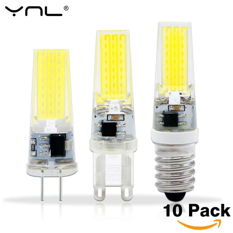 

10PCS/Lot Lampada LED G4 G9 E14 Lamp AC/DC 12V 220V COB LED Bulb Lighting Lights replace Halogen Spotlight