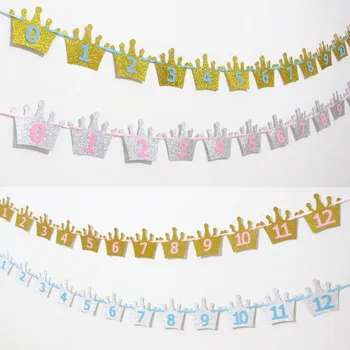 

IT'S A GIRL /IT'S A BOY/BABY SHOWER/December Banner Crown Shape Photo Party Banner Props Flag