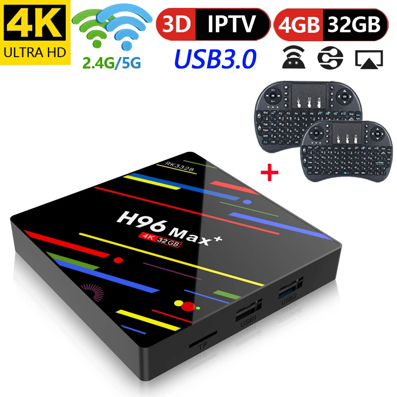 

2019 Newest H96 Max Plus Android 8.1 4gb ram tv box RK3328 Quad Core support 4k global tv box
