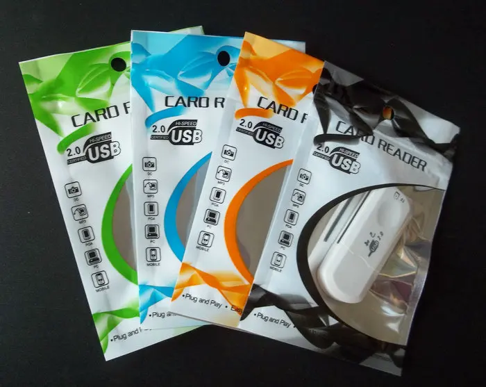 

2000pcs 7*10.5cm zipper plastic retail package bag,USB multi-function card reader Memory card hang hole Packaging bags