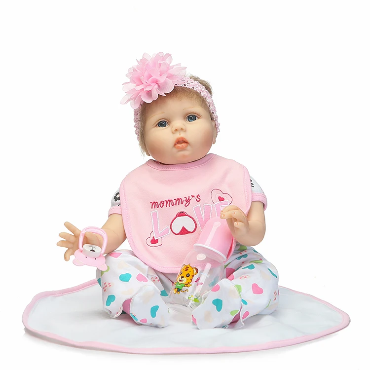 22 inch Silicone Reborn Babies Dolls Toy Lifelike Newborn Princess Baby Doll Toy For Kids Girls Brinquedos Lovely Birthday Gift