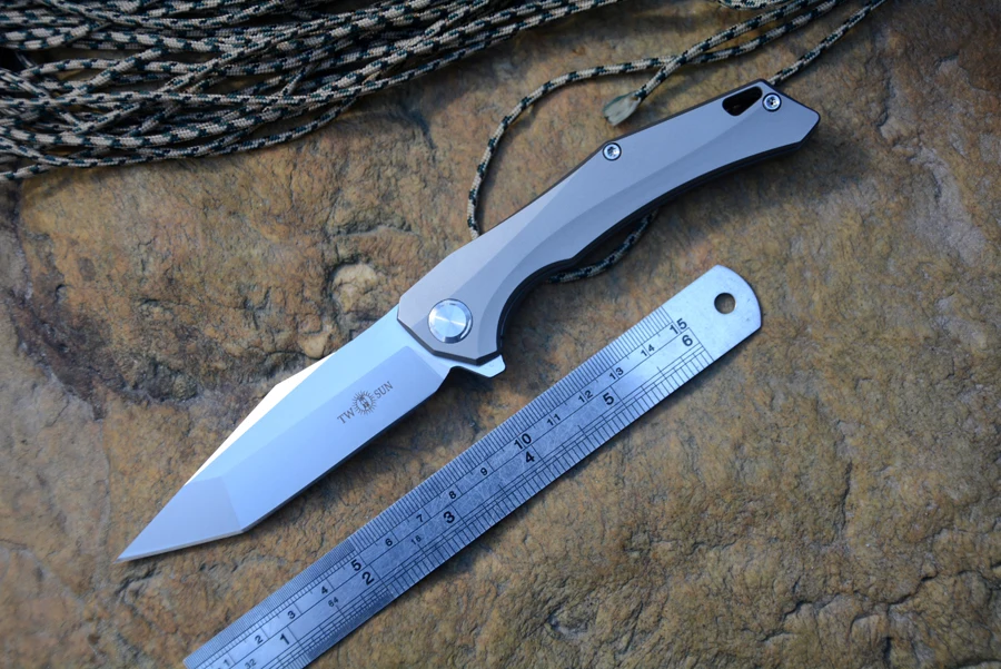 TS43 TWO SUN D2 Blade Knives Survival Titanium Handle Knife For Gift Hunting Fishing Knife TOOl TS43 TWO SUN D2 Blade Knives Survival Titanium Handle Knife For Gift Hunting Fishing Knife TOOl