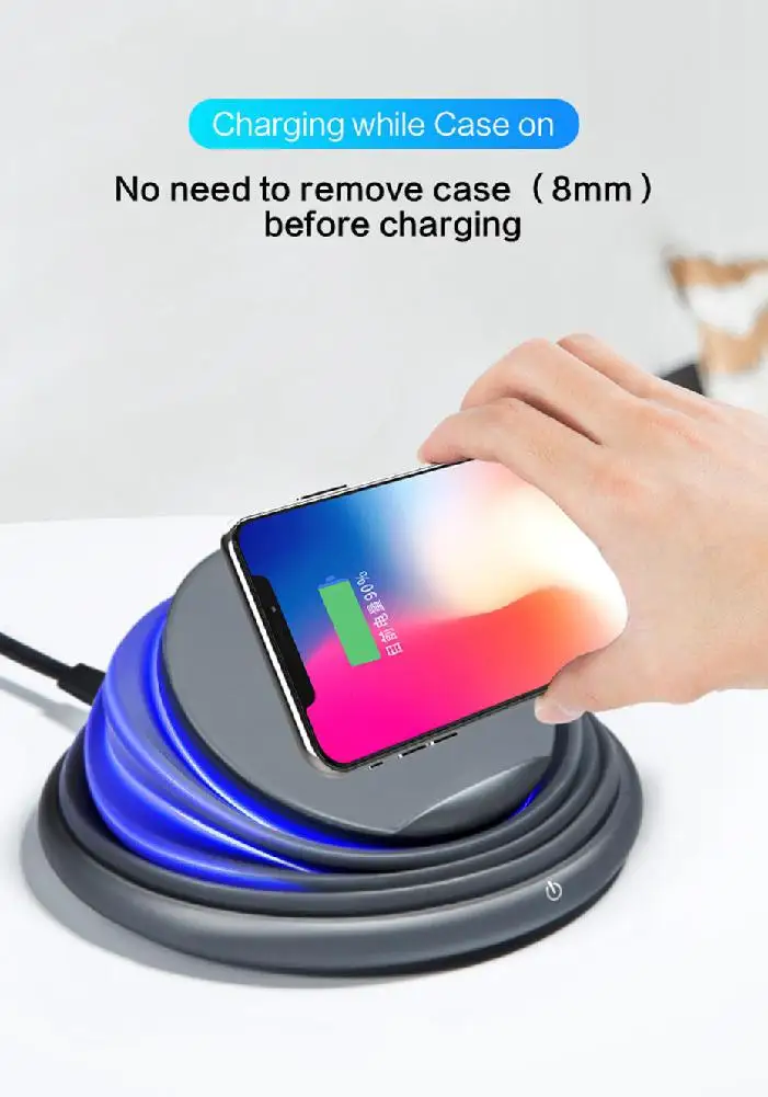 

Qi Fast Wireless Phone Charger Stand Foldable LED Light Destop Charger for iPhone X XS Max XR 8 Plus for Samsung S8 S9/S9 r25