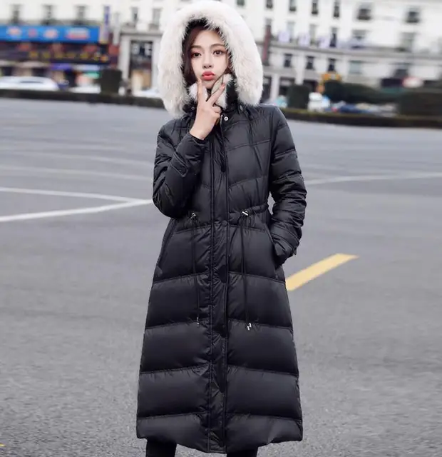 Winter Long Down Jacket Coat Women Pink Black Waterproof Down Parka Large  Real Fox Fur Collar Hooded Warm Thick Coats Snow Wear - Down Coats -  AliExpress