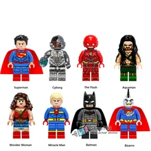 100 шт/партия торговля DC Супер Герои киборг вспышка Аквамен Bizarro чудо женщина чудо человек строительные блоки игрушки для детей