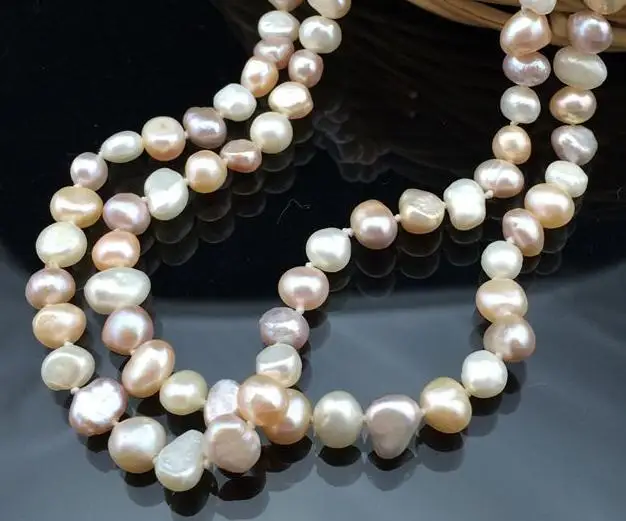 Charming Long Pearl Necklace 48inches Natural Freshwater Pearl Necklace Handmade Real Jewelry More Color For Choose