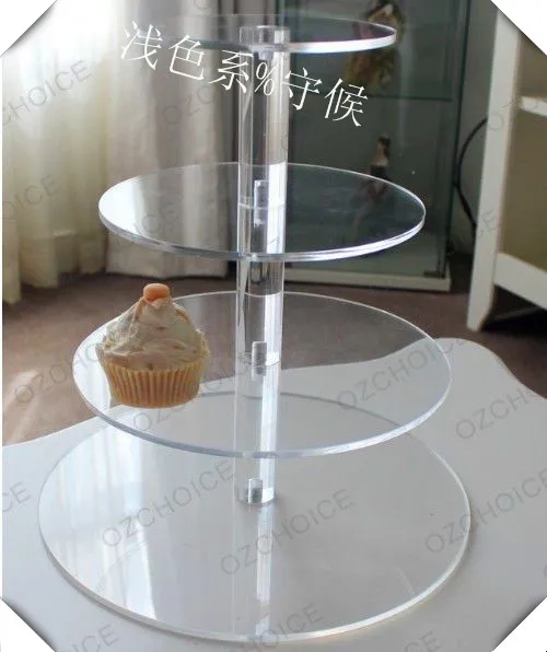

Round Clear 4 Tier Acrylic Wedding Cake Display Stand Lucite Cupcake Stand For Birthday Party