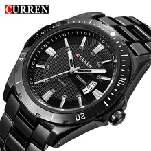 Luxury Brand completo acero inoxidable analógico negro hombres del deporte de cuarzo reloj Casual de negocios militar relogio hombre