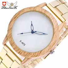 Simple Scale Imitation Wood Dial 20mm Stainless Steel Gold Strap Men s Luxury Quartz font b