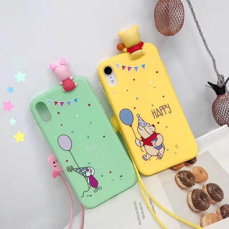 Милый игрушечный кукла силиконовый чехол для iPhone X xs max xr 7 8 6 6s plus Винни Пух
